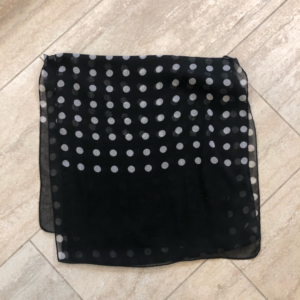 Super Sheer Black and White Polka Dot Scarf